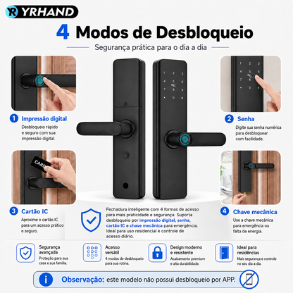 K9A-TUYA App Electronic Smart Door Lock with Handle, Smart Home Kits,Intelligent Keyless Entry Door Lock with Biometric Fingerprint/RFID Card/Password/Key Unlock