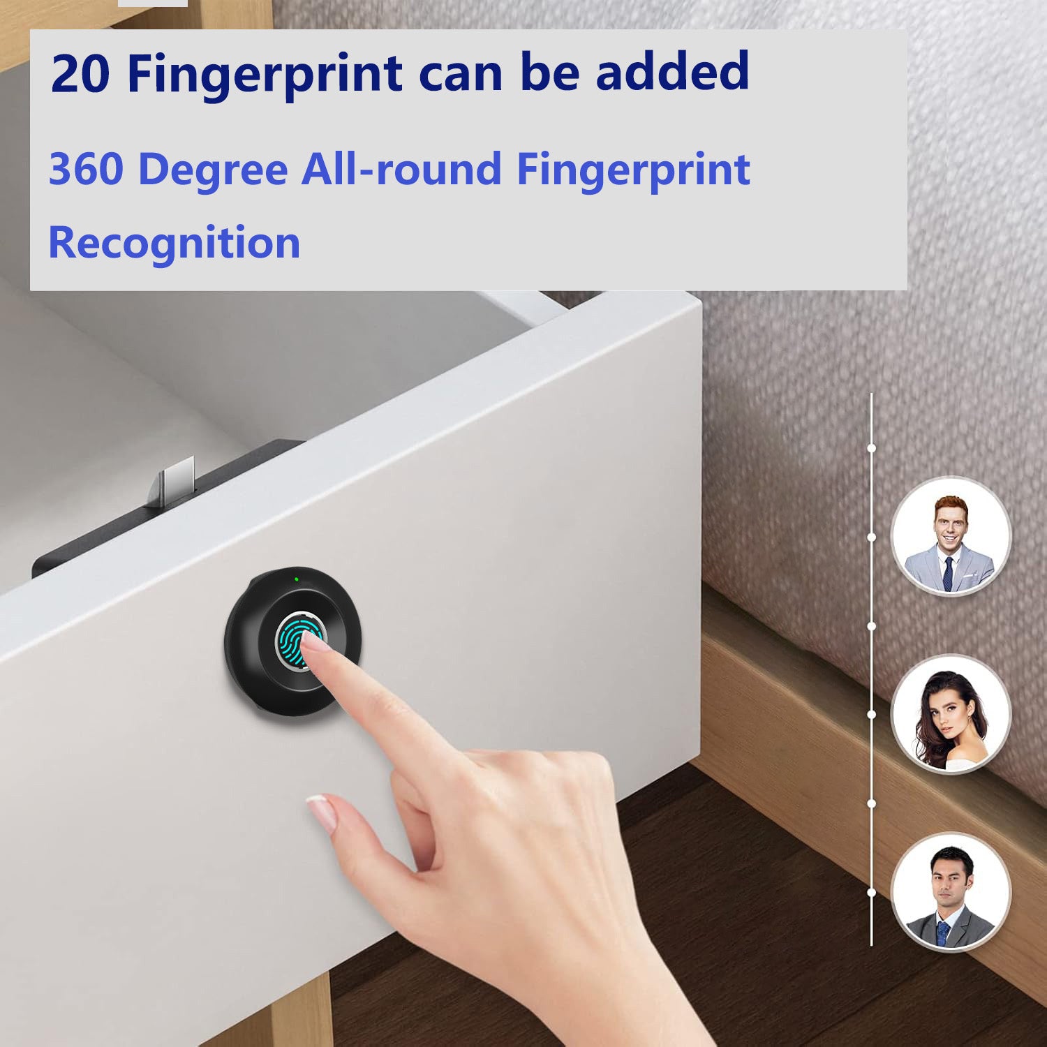 S102-YRHAND Fingerprint Cabinet Lock, Smart Cabinet Lock,Keyless Fingerprint Lock for Home, Office, Cabinets, Furniture