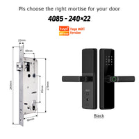 B2-YRHAND Tuya WIFI Smart Fingerprint Door Lock with 4585 Mortise, with 5-in-1 Unlock Methods,Security Intelligent Lock Biometric Electronic Gate Lock for Hotel/Office/Apartment