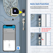 YRHAND A220 Smart Deadbolt Lock TTLock App Digital Door Lock with Keypad Automatic Door Lock