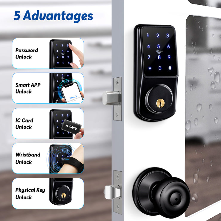 YRHAND A220 Keyless Entry Door Lock Deadbolt Smart Lock with TTLock App Automatic Door Lock Bluetooth