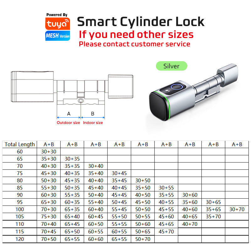 Euro Profile Lock Body Tuya APP Fingerprint Smart lock