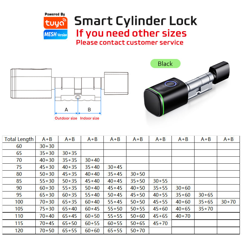Euro Profile Lock Body Tuya APP Fingerprint Smart lock