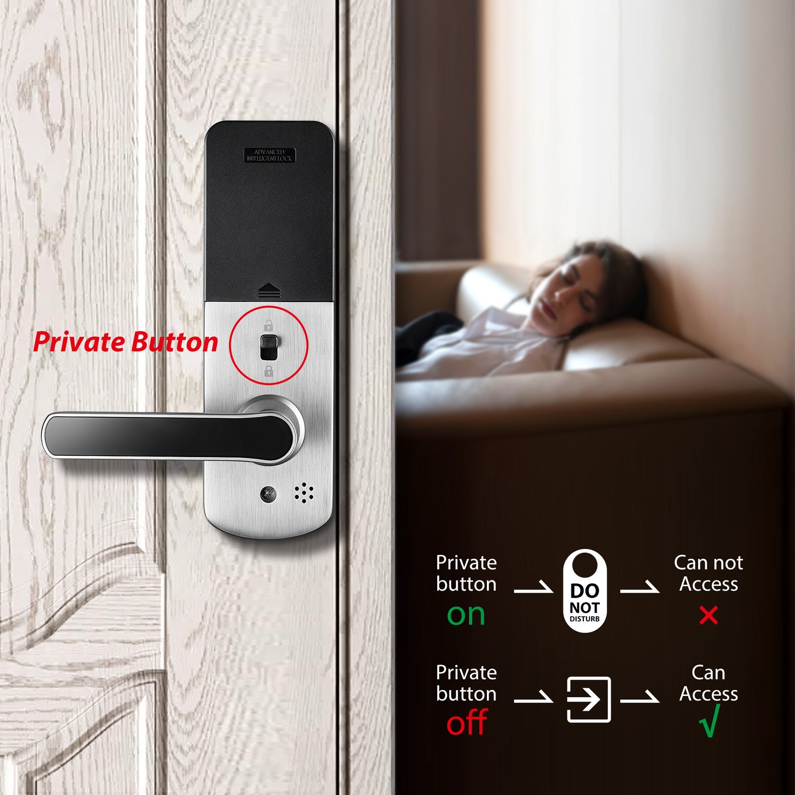 NX1 —— Plus Keyless Entry Smart Door Lock with Doorbell（silver）