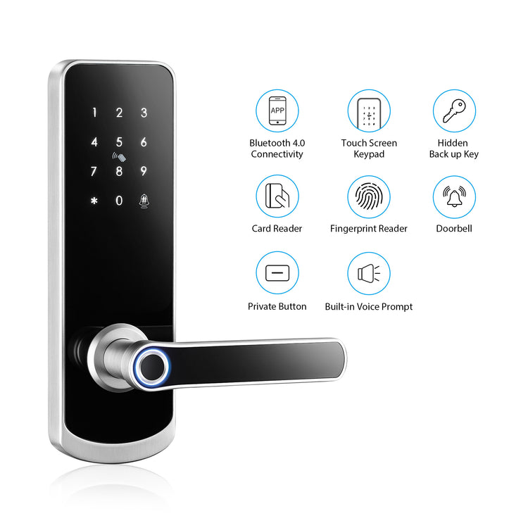 NX1 —— Plus Keyless Entry Smart Door Lock with Doorbell（silver）