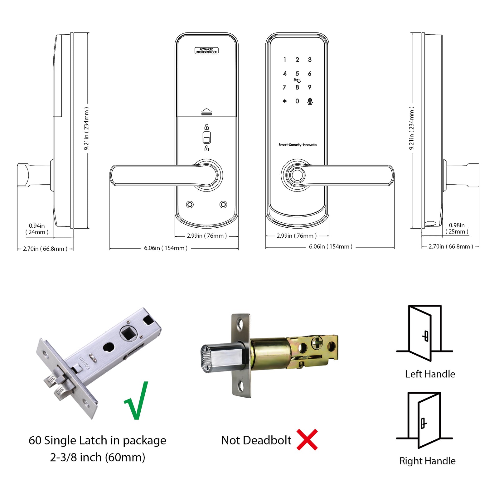 NX1 —— Plus Keyless Entry Smart Door Lock with Doorbell（silver）
