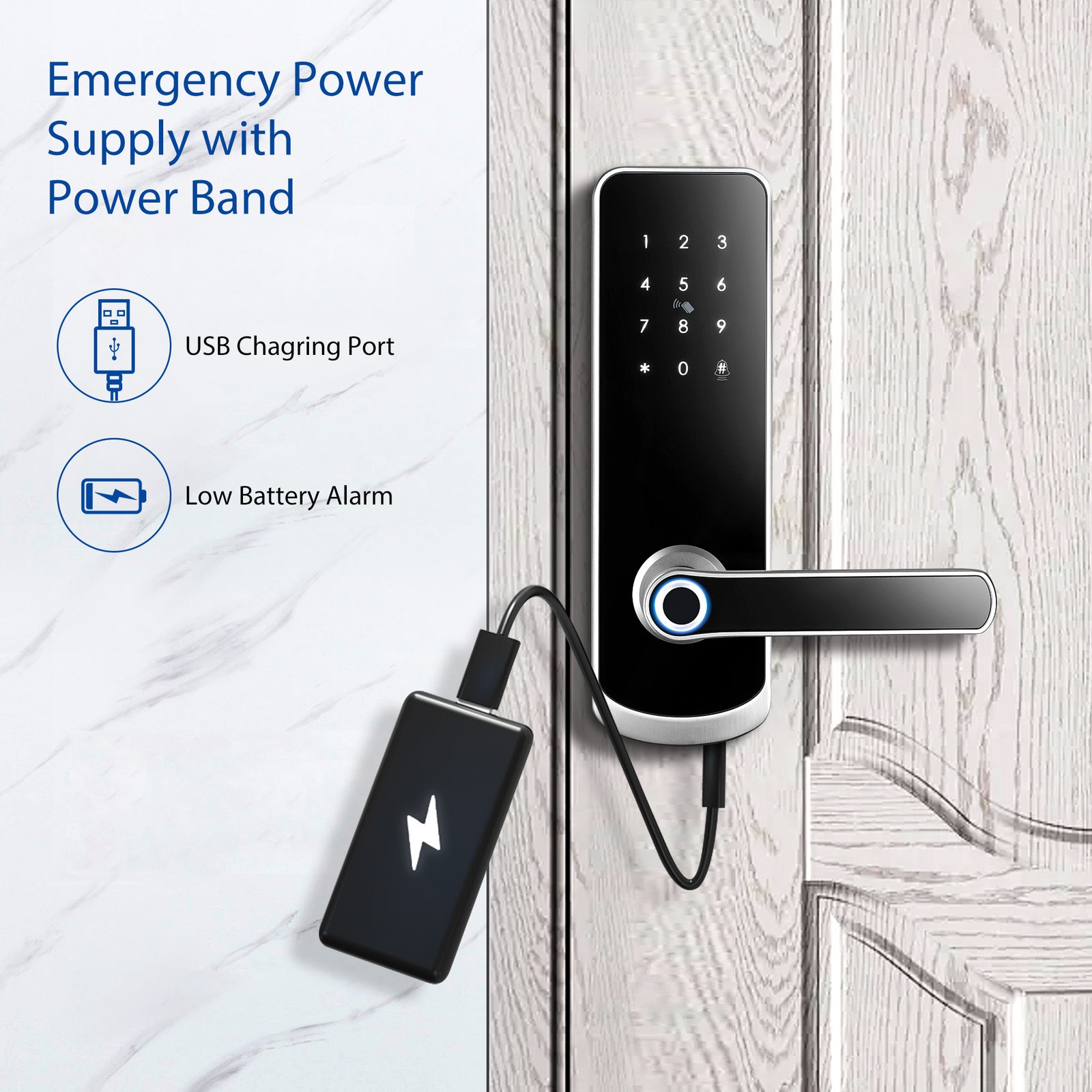 NX1 —— Plus Keyless Entry Smart Door Lock with Doorbell（silver）