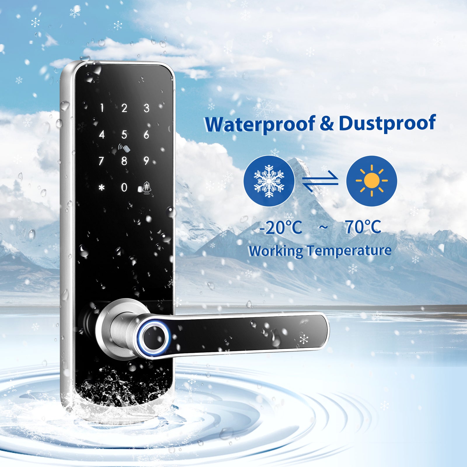 NX1 —— Plus Keyless Entry Smart Door Lock with Doorbell（silver）